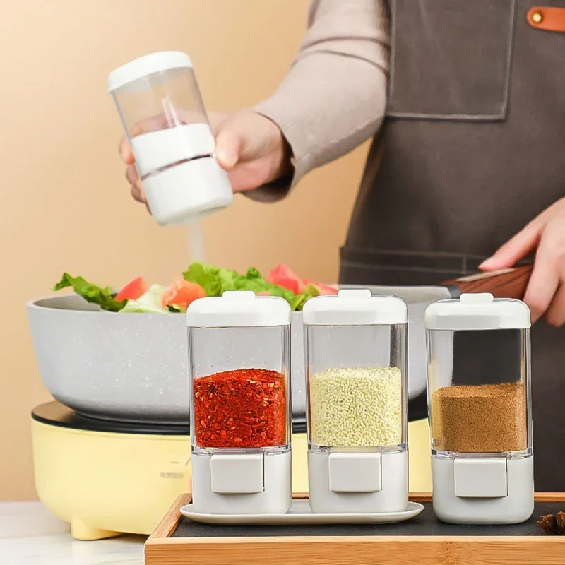 2g Metering Salt Shaker Push Type Salt Dispenser Salt Tank Sugar Bottle Shaker Canister Quantitative Spice Shaker Seasoning Box