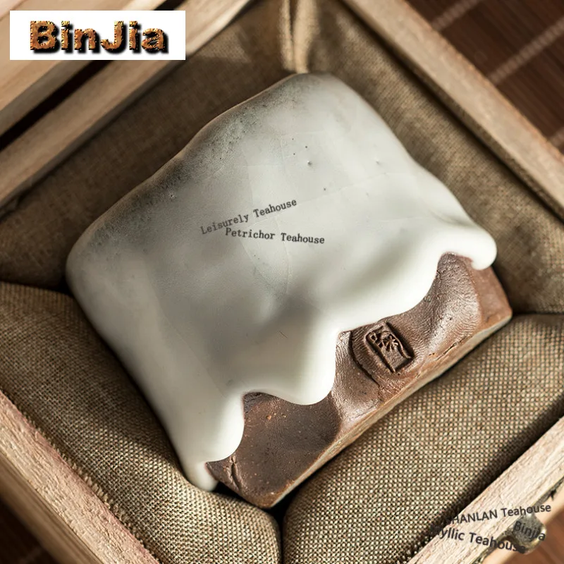 Crude Pottery Ice Cracks Teacup Creative Tea Bowl Set Of Cups Tea-tasting Smelling Cup Chazhan Master Cups Tea Items Collection