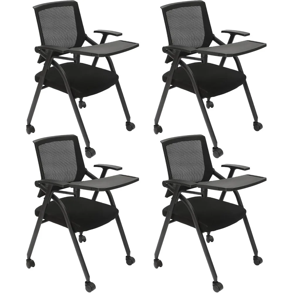 

Tablet Arm Chair with Caster Wheels, Mesh Guest Nesting Stacking for Office School Classroom Training Conference Waiting Room Bl