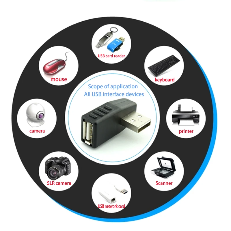 Cltgxdd 30 cm USB 2.0 1/2 Verbindungskabel. Ein drehbar um einen weiblichen Kopf. 90 Grad nach oben/unten/links/rechts gebogene Adapterverlängerung – Detail 12
