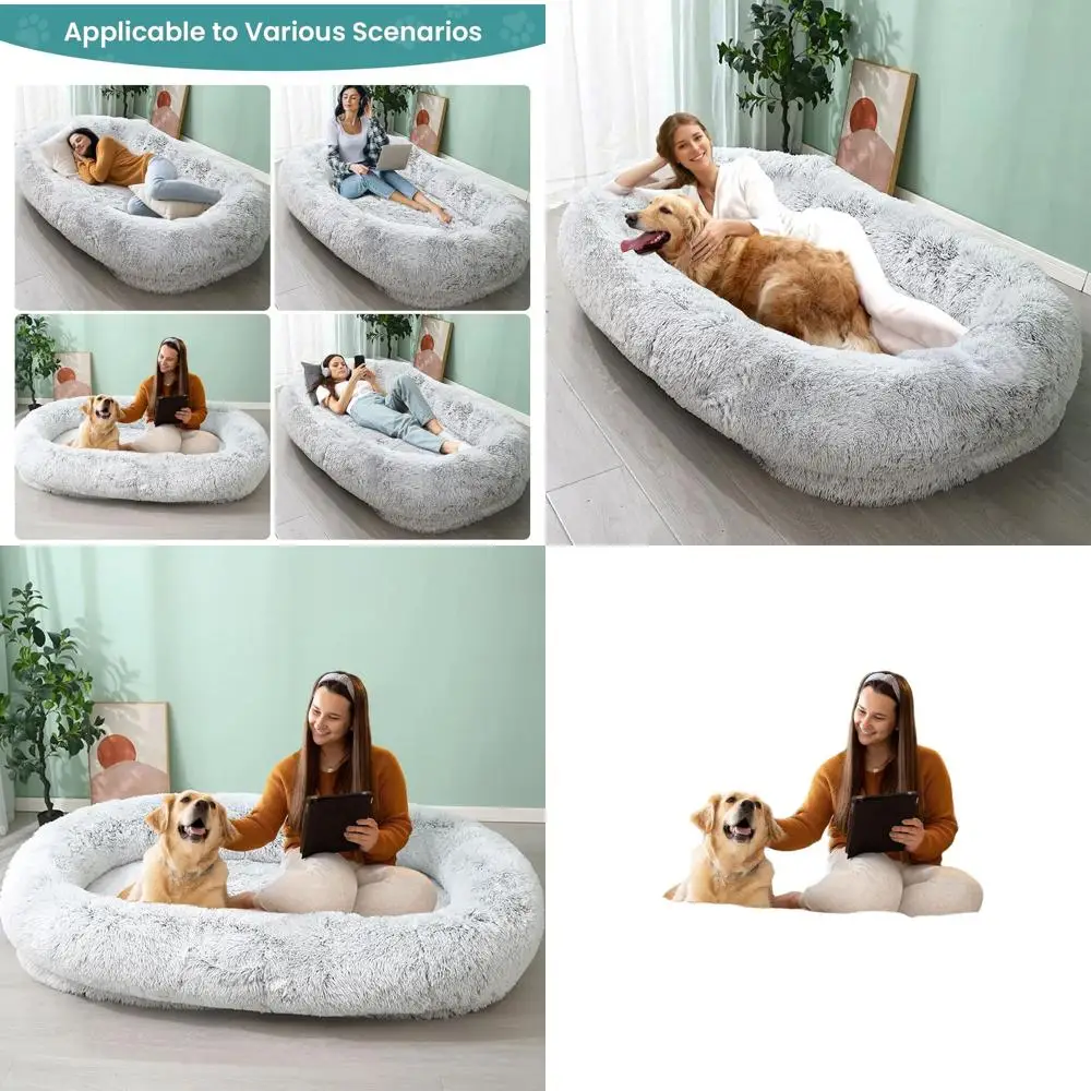 

Ультрамягкая плюшевая лежанка для собак и других животных с пеной «яичная скорлупа», нескользящим основанием и съемным чехлом – идеальна для отдыха и...