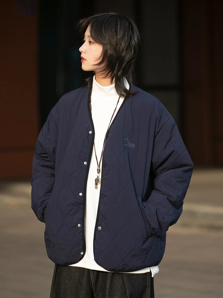 

Warm Cotton Jaet ex Lightweight Loose Filling Sewn Youth Faion Long Sve Hoodl Single Button Closure Color