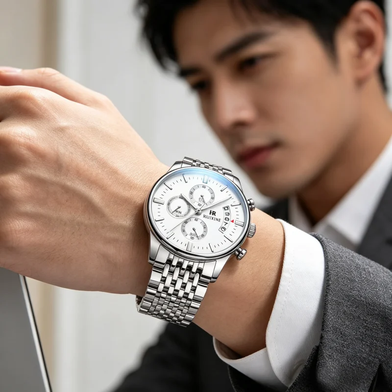 RUIXINE Men's Business Watch Multi-function Chronograph Calendar Quartz Watch Waterproof Watch for Commuting and Men Gfit
