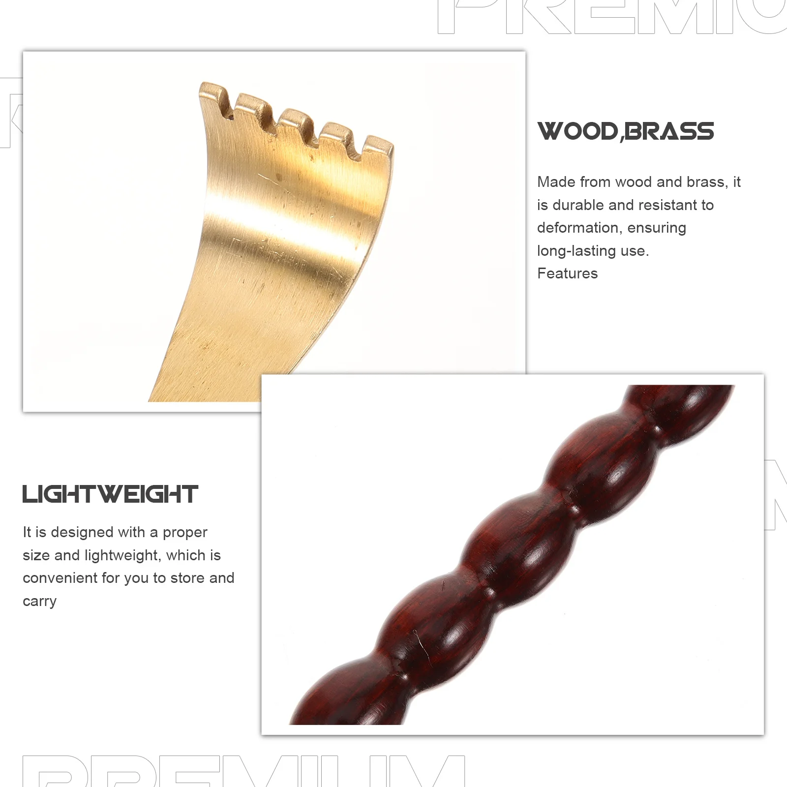 

Wood Back Scratcher Brass Head Portable Lightweight Itch Scratcher Ergonomic Design Back Massage Tool Household Scratch Tool