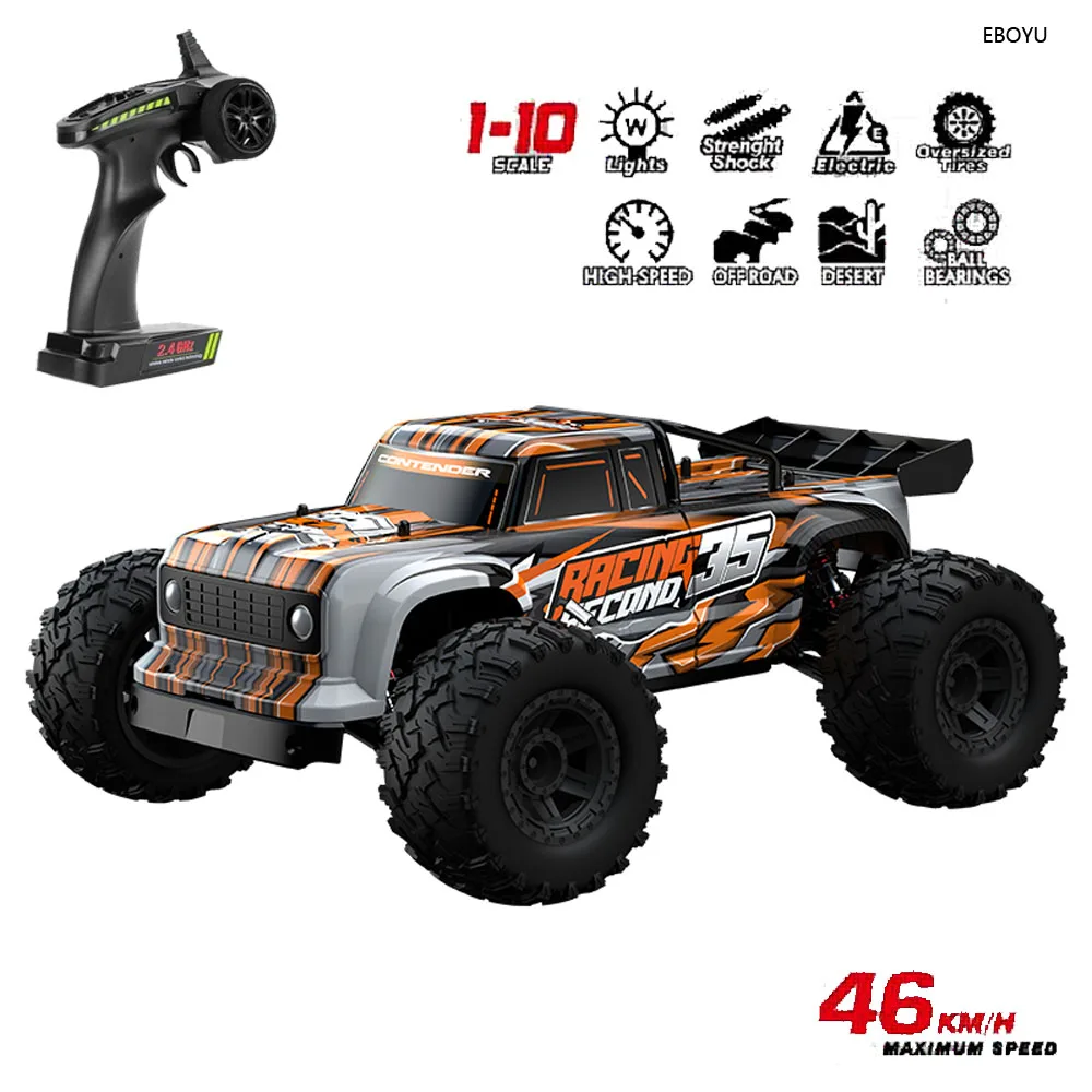 EBOYU G107 RC Car 2.4Ghz 1:10 Scale 4WD RC Truck 46KM/H+ High Speed Big Wheel Car Off Road IPX8 Waterproof Remote Control Car