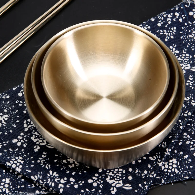 

304 Stainless Steel Tianyi Bowl Double Thickened Zirconium-plated Soup Rice for Children To Eat Utensil Set