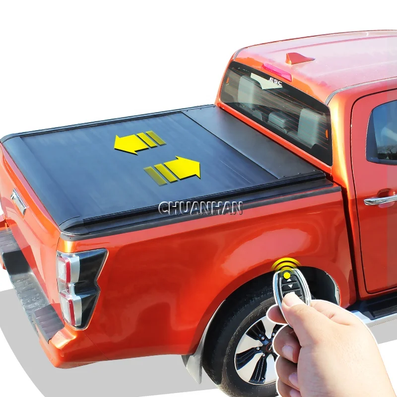 Electric Roller Shutter Cover, Hard Aluminum Tonneau Lid for Ford Ranger Raptor T6 T7 T8, Heavy Duty Waterproof Cargo Box, Black