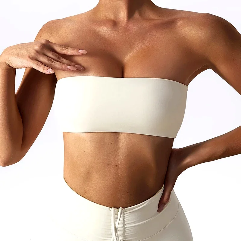 Summer Strapless Sports Bra Gym Women Quick-Drying Yoga Clothes Women Tube Top Fitness Chest Wrap Underwear Workout Bra Female