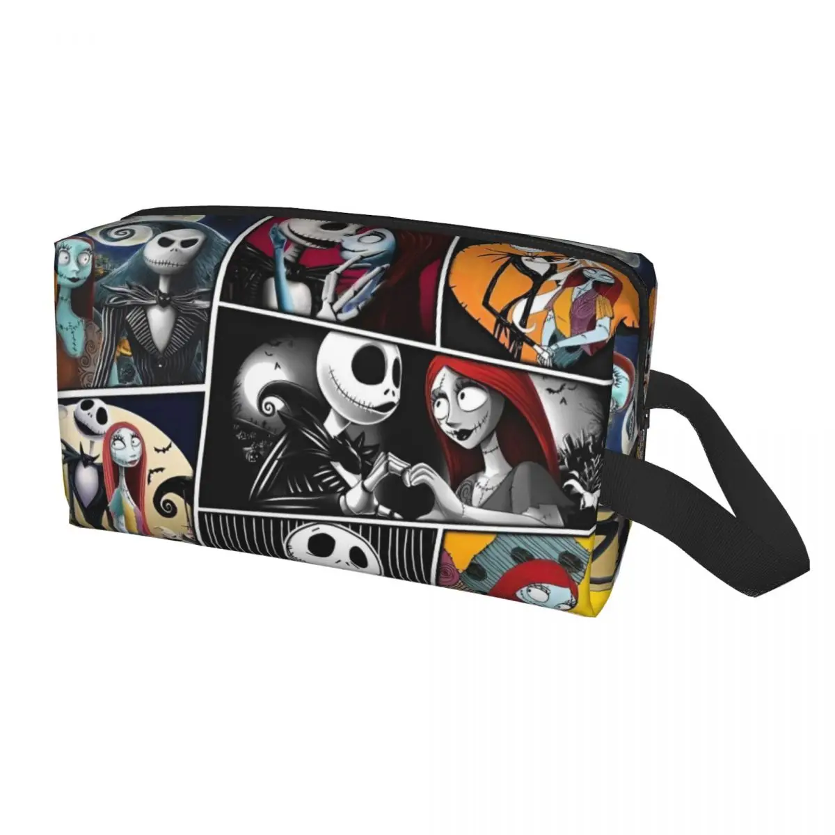 Custom Jack And Sally Collage Cosmetic Bag Women Fashion The Nightmare Before Christmas Makeup Case Beauty Storage Toiletry Bags