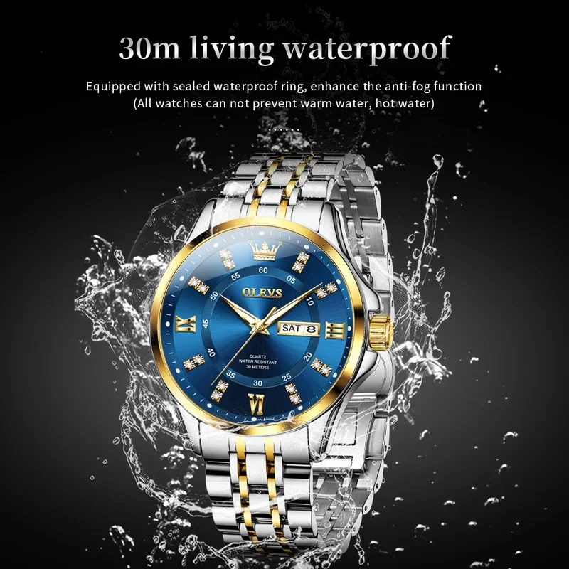 Olevs 3620 watches men classics fashion quartz wristwatch waterproof luminous male automatic watch