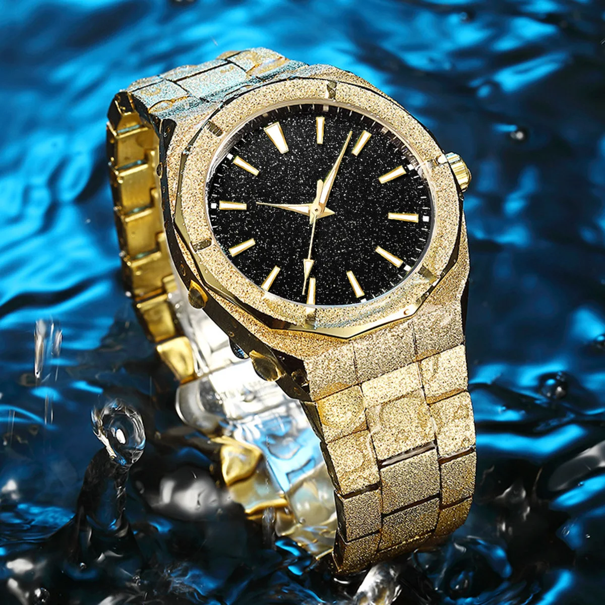 

Creative Personalize No Logo Frosted Case Unique Dial Quartz Watch Mens Special Shape Steel Fashion Steel Men Watch AAA Clock