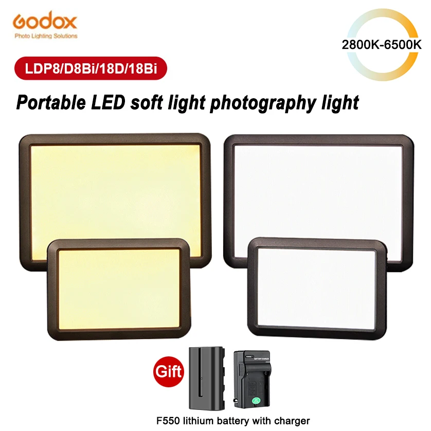 

Godox LDP8D/Bi LDP18D/Bi 5600K/2800K-6500K LED Video Light Panel Lamp For Camera Fill light Photography Indoor/Outdoor lighting