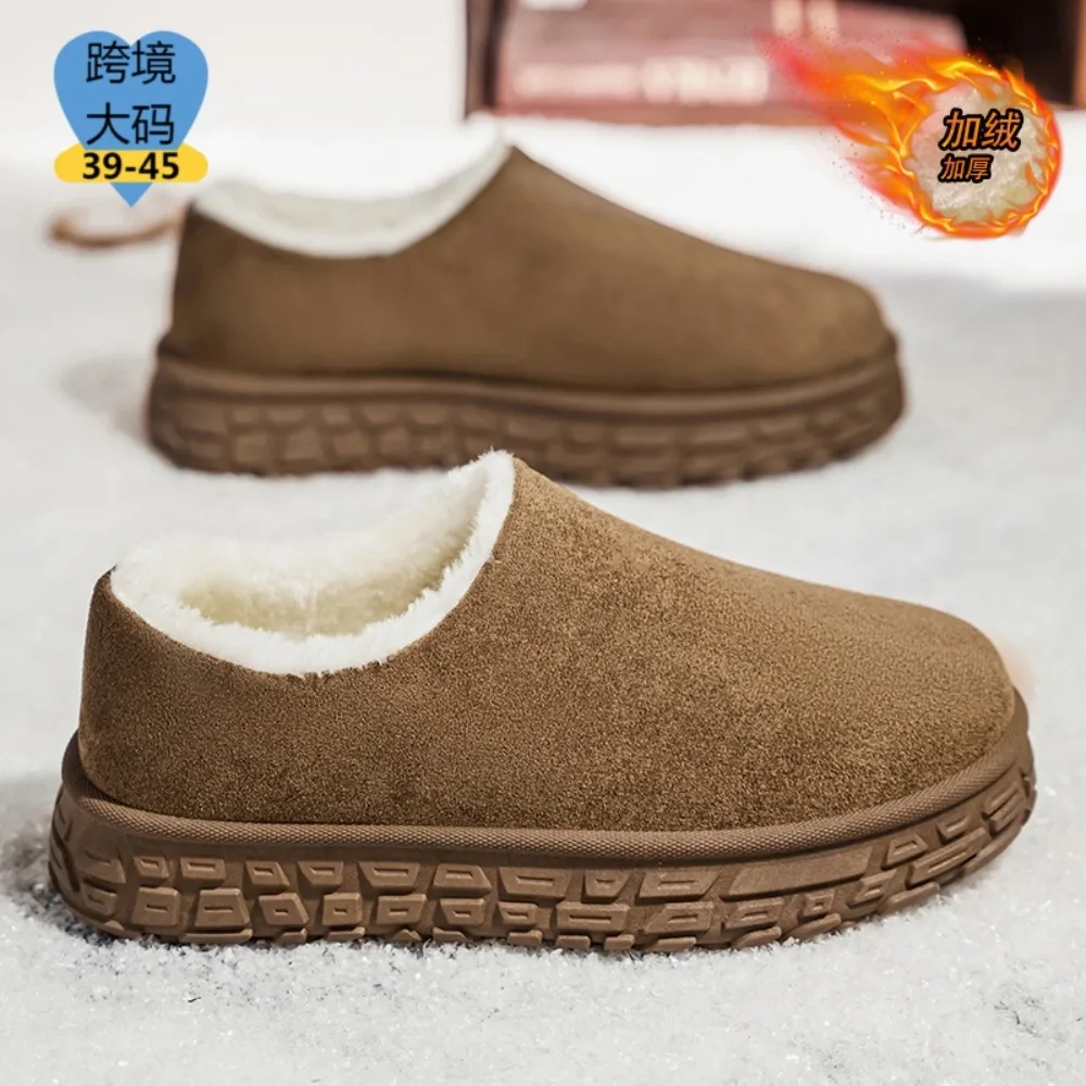 

2025 men's new style snow boots, lined with fleece for warmth and cold resistance, cotton boots and cotton slippers, versatile,