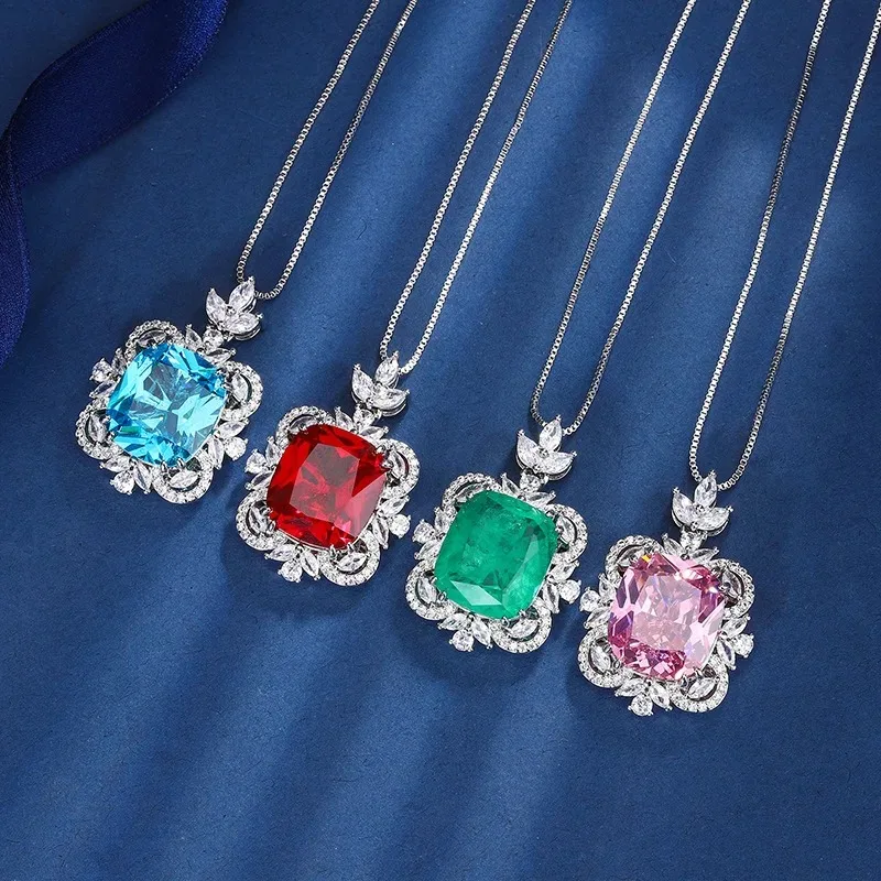 New Style Elegant Women's Cubic Zirconia Pendant Necklace, Available in Multiple Colors, Timeless Fashion Jewelry for Weddings