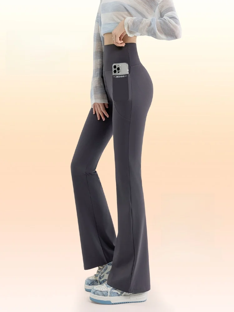 กางเกงโยคะขายาวทรงบูทคัทสำหรับผู้หญิง พร้อมคุณสมบัติกระชับหน้าท้อง เอวสูง ทรงเข้ารูป รุ่นใหม่สำหรับฤดูใบไม้ร่วงและฤดูหนาว