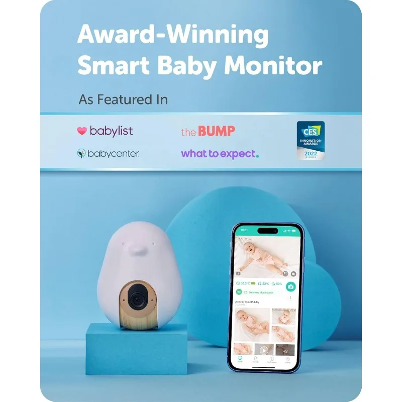 1080p HD Night Vision Plus Smart Baby Monitor with 3-Stand Set & Sleep Sensor Pad | Proactive AI Safety Alerts