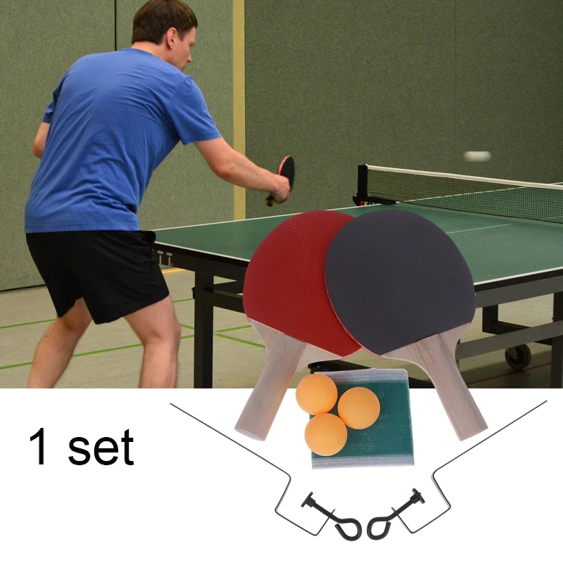 

1 Ping Pong Post Net Rack 2 Ping Pong Paddles 3 Balls Table Tennis Set Ping Pong Training Extending Net Rack Rackets Balls