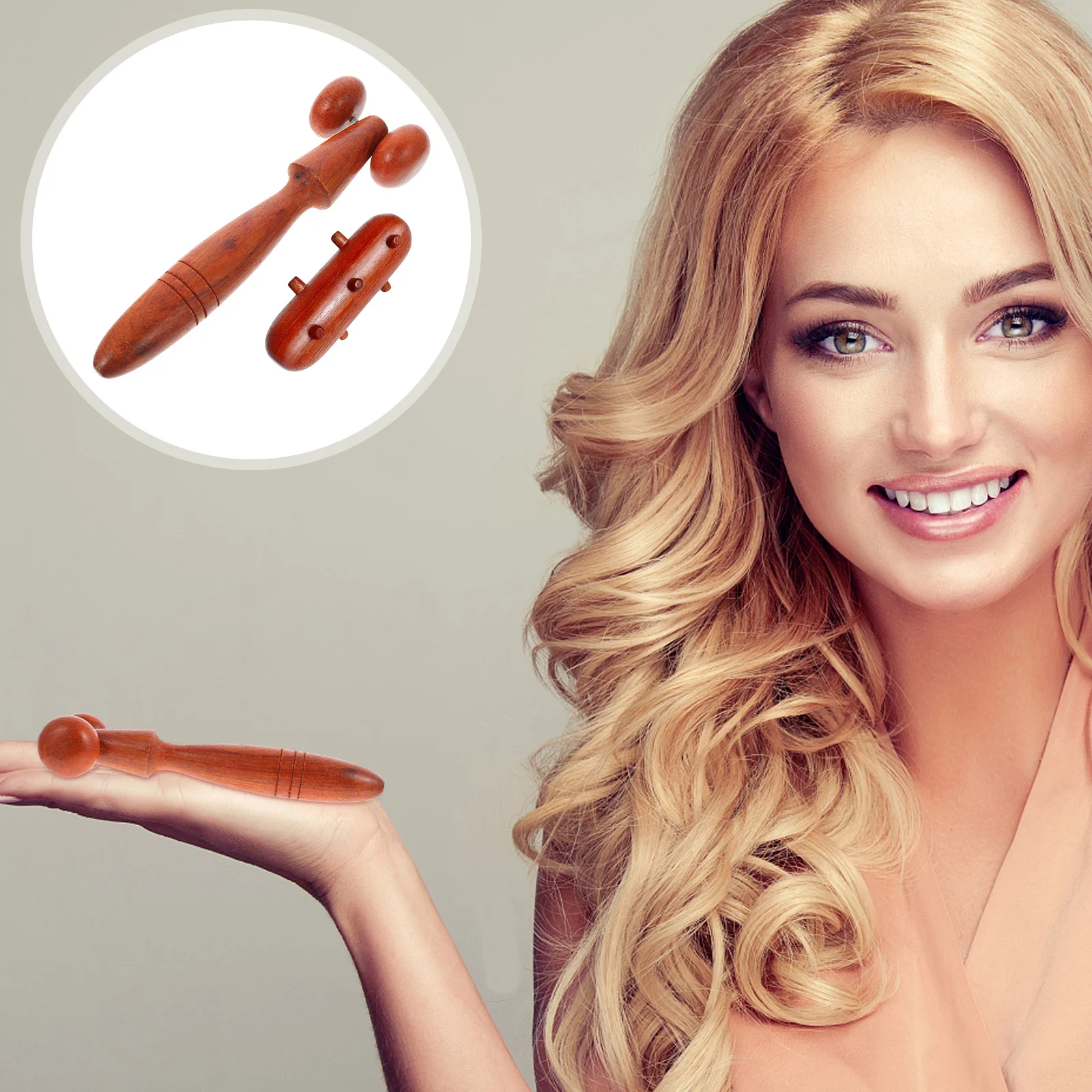 

2 Pcs Massager Wooden H held Muscle Roller Fitness Tool Relaxing Sticks for Neck Leg Full Body Spa Pain Relief
