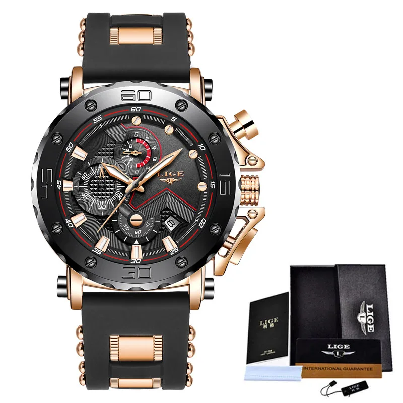 2024 LIGE Luxury Mens Watches Original Case Large Dial Watch Men Business Wristwatch Sports Watch for Men Relogio Masculino+Box