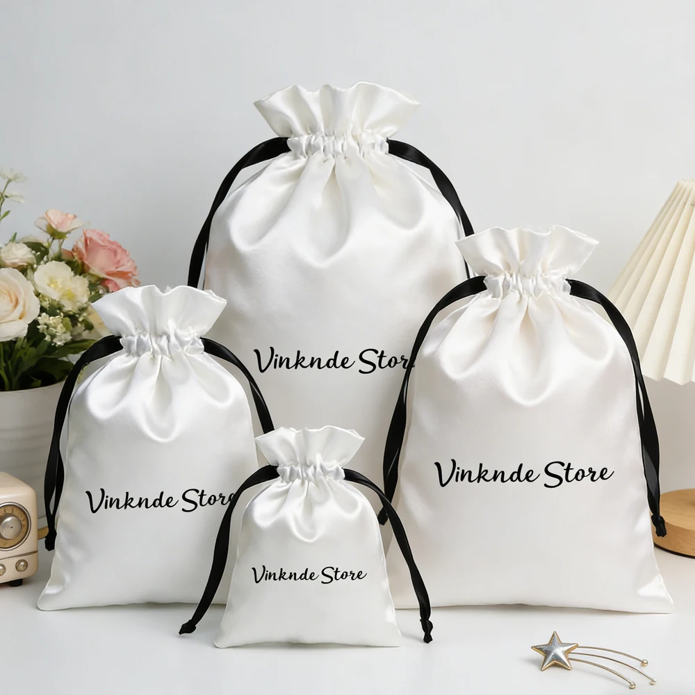 

50pcs Custom Logo Large Satin Bags 30x40cm Silk Dust Storage Drawstring Bag Candy Underwear Cosmetic Jewelry Lipstick Pouches