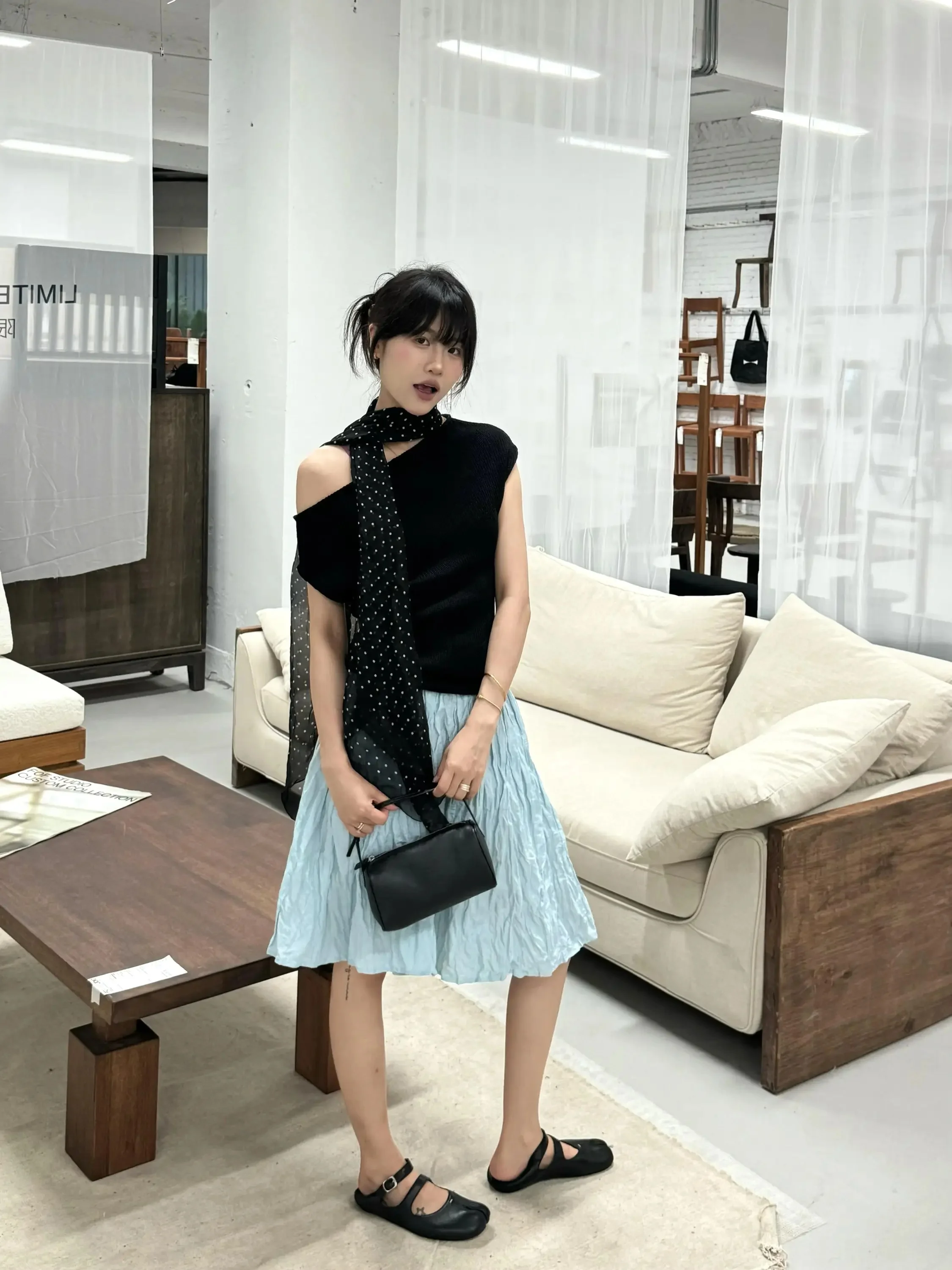 American Retro Free Form Pleated Knee-Length Lace Patchwork Low Waist Beautiful Umbrella Skirt Women Spring Summer Blue