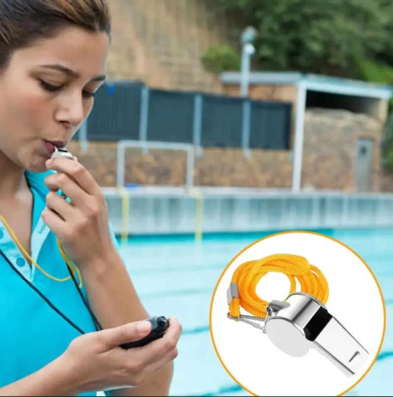 صافرة من الفولاذ المقاوم للصدأ بصوت عالٍ، صافرة رياضية احترافية، مدرب الحكم، كرة القدم، كرة السلة مع معدات النجاة في حالات الطوارئ