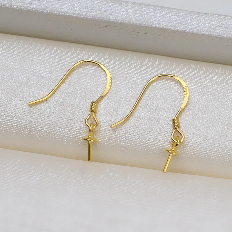 S925 فضة أقراط قاعدة النتائج حوامل مجوهرات يتصاعد تركيبات اكسسوارات ل 5-12 مللي متر اللؤلؤ 10 زوج/وحدة #4