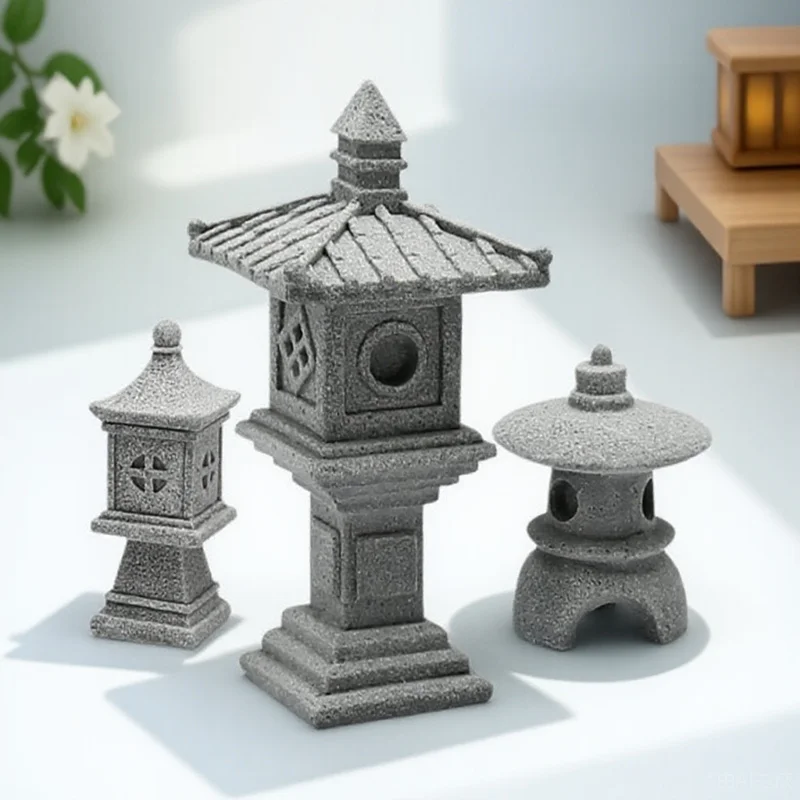 

1 комплект, статуя пагоды, дзен, садовая башня, бонсай, миниатюрные пейзажные украшения, уличное украшение для дома, садовые украшения