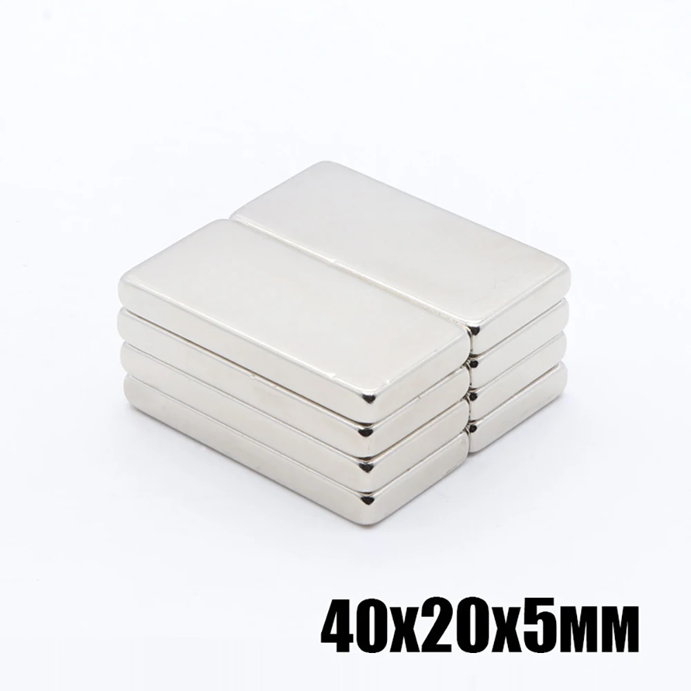 

40x20x5mm Neodymium Magnets 1/5/10pcs Strong Square Magnets Block Rare Earth Permanent Magnet for Kitchen Refrigerator Cup Key