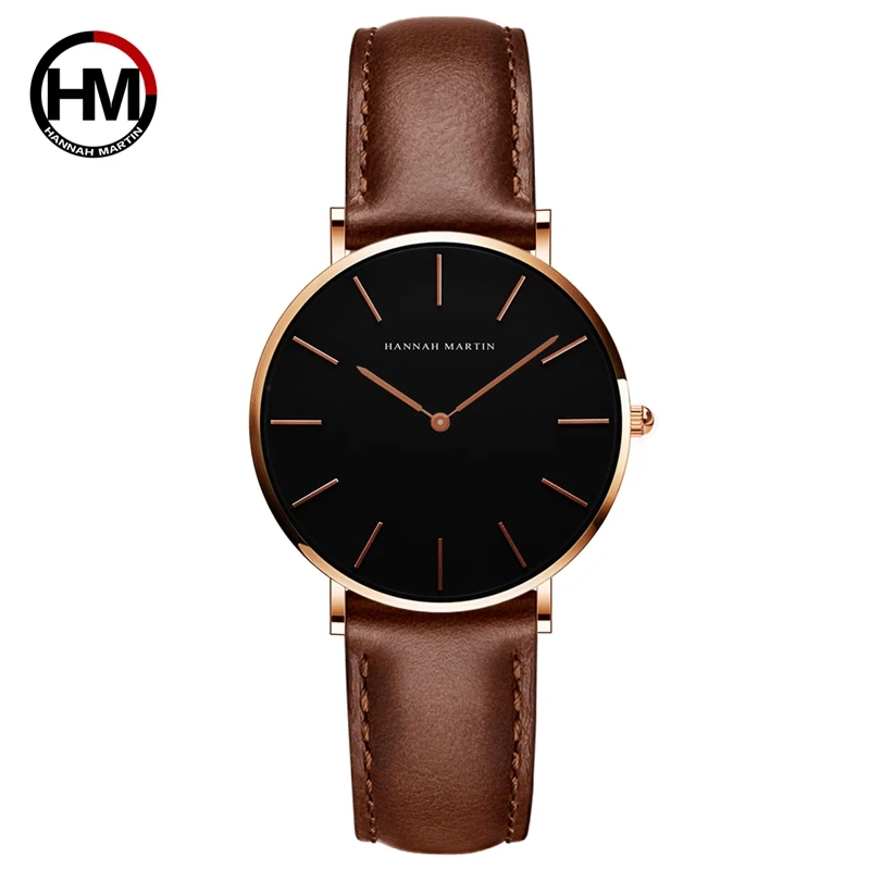 Hannah Martin Luxury Brand Japan Quartz Movement Women\'s Watch Leather Strap Ladies Fashion Watch Women Clock Relogio Feminino