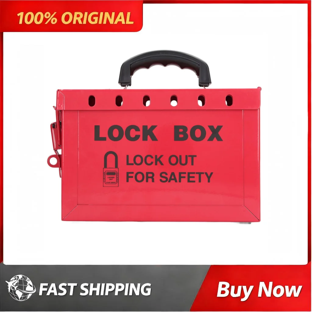 Portable Safety Padlock Station Holds 13 Padlocks Red Lockbox for OSHA Compliance Industrial Equipment Maintenance Lockout