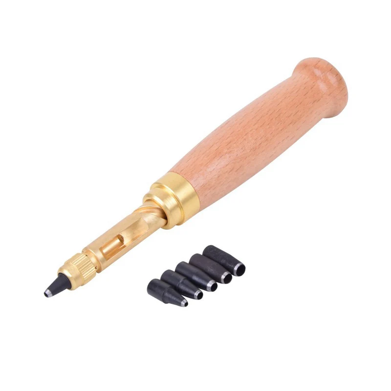 6 Tip Sizes 1.5Mm, 2Mm, 2.5Mm, 3Mm, 3.5Mm, 4Mm Screw Hole Punch/Auto Leather Tool Book Drill Craft Kit