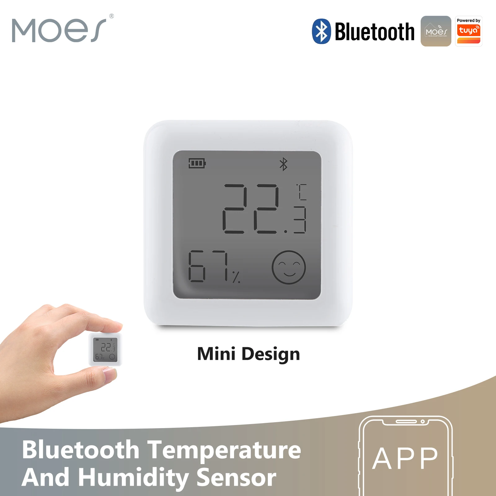 MOES Tuya Bluetooth Nhiệt Độ Thông Minh Cảm Biến Độ Ẩm LCD Trong Nhà Ẩm Kế Thermomter Ứng Dụng Điều Khiển Từ Xa