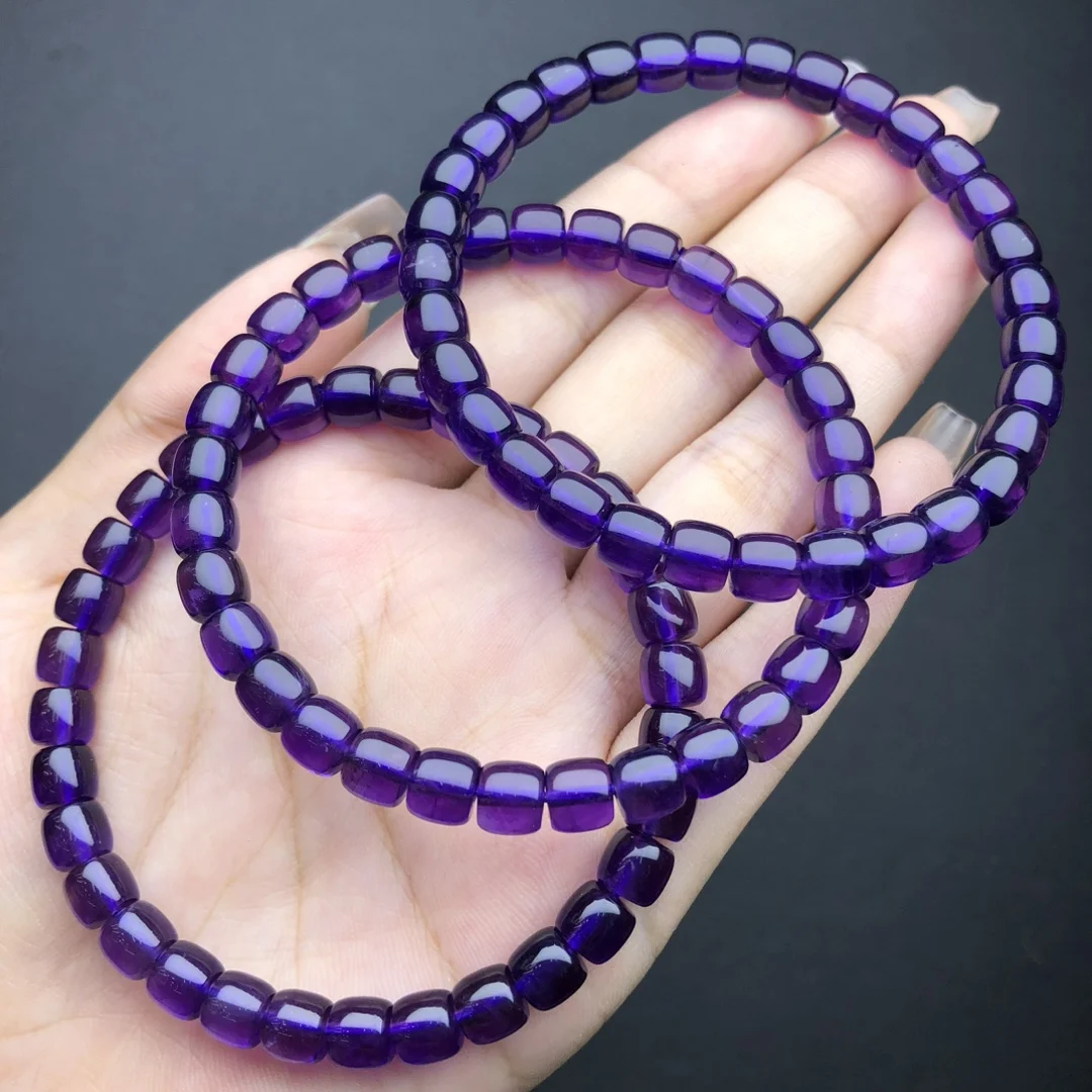 6MM Natural Amethyst Bracelet Handmade Crystal Quartz Jewelry Stretch Bangle Children Birthday Gift 1pcs