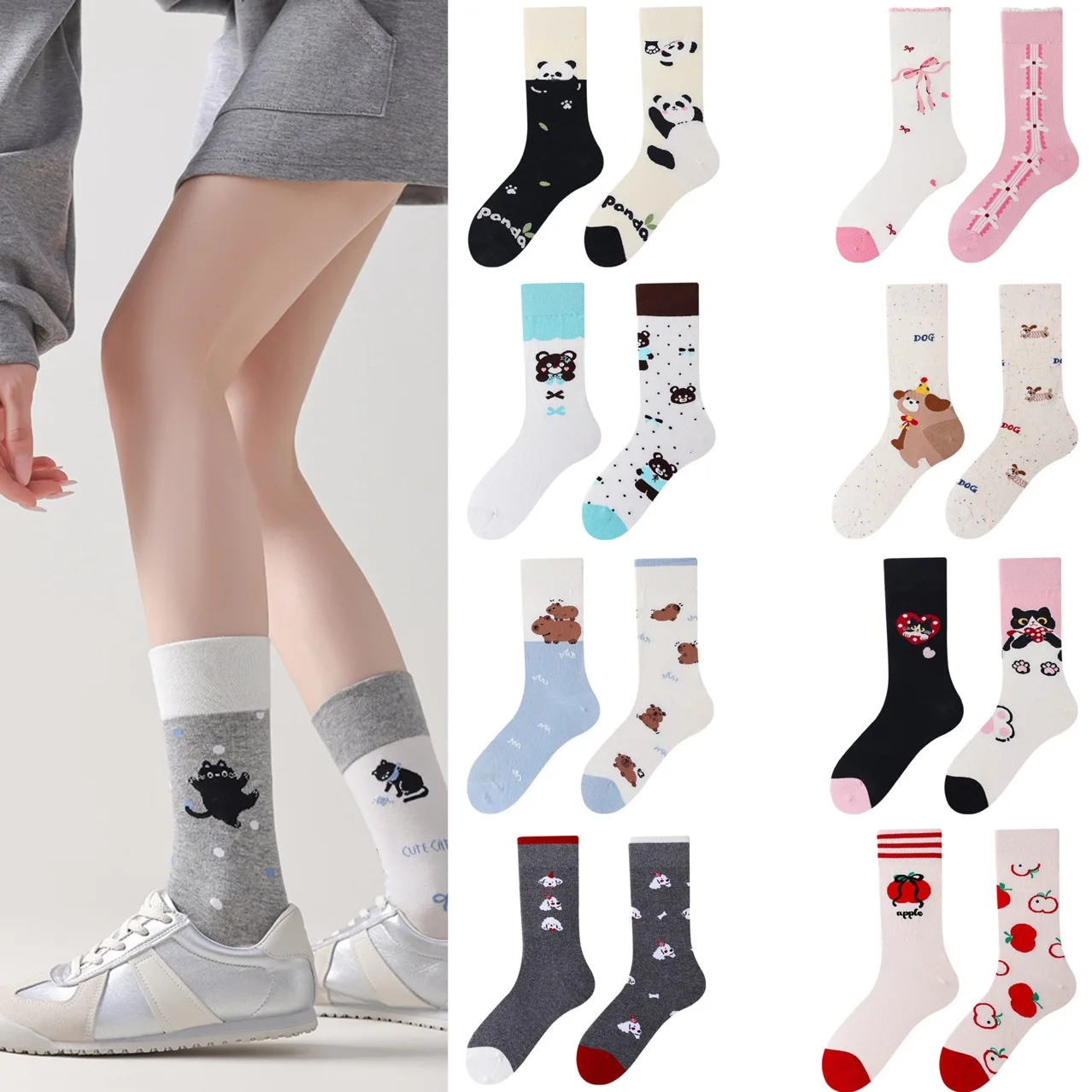 

Original AB Cartoon Siamese Cat Cute Lovely Cotton Knitting Fashion Women Men Unisex Street Snap Jacquard Fancies Socks