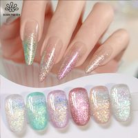 BORN PRETTY 6 Bottles Reflective Glitter Gel Nail Polish Set Summer Sparkling Ultra Shine Soak Off UV Gel Nail Art Varnish Set