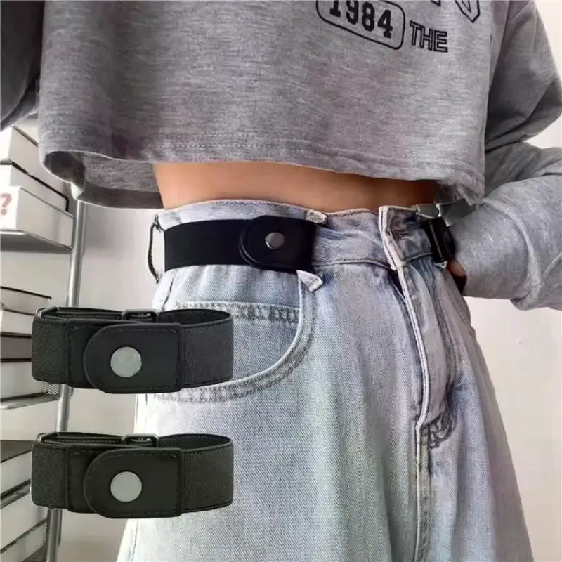 No Buckle Elastic Belt For Women Men Unisex Stretch Belt For Pants Jeans Casual Buckle Free Adjustable Invisible Belt 2pcs/set