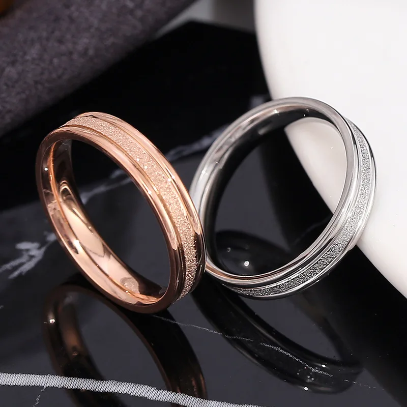 2026 European And American Fashion Simple Titanium Steel Internal Pressure Ring Minimalist Style Personalized Diamond Couple Fin
