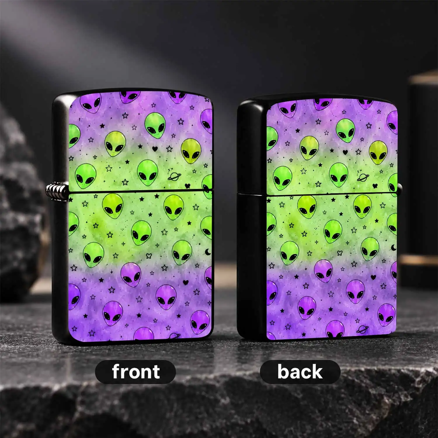 Cute Alien Print Gradient Lighter, Stylish Space Themed Portable Daily Accessory With Starry Patterns, Aesthetic Cool Extraterrestrialcarry-On Item, Ideal For Gifting And Daily Use, Fits All Scenarios, Un A Humorous And Interesting Lighter
