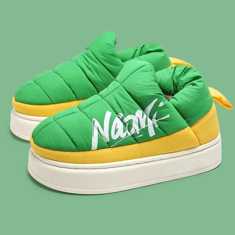 Winter Women's Flat Heels Women's Fluffy Shoes Indoor Home Thick-soled Cotton Slippers Outdoor Couple Keep Warm Snow Boots Botas