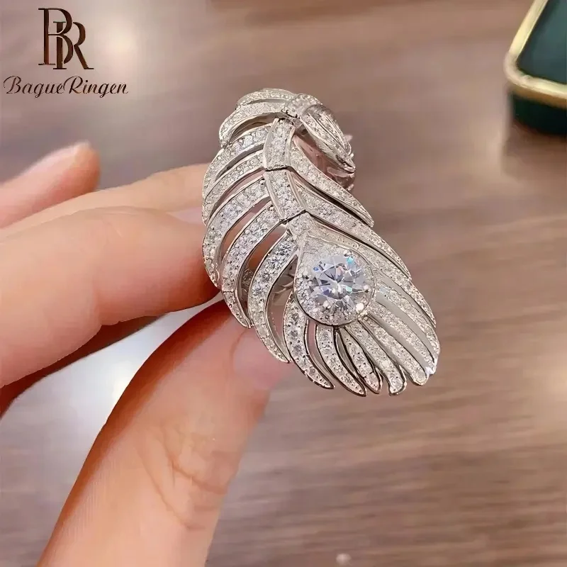 Feather studded ring for women, light luxury style, adjustable open design, versatile and stylish, recommended by celebrities