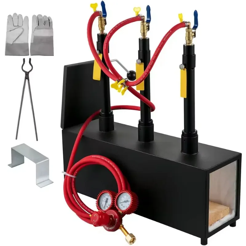 Gas Forge Round Square Blacksmith Melting Furnace 3 Burner Knife & Metal Tool Making Gas Forge Kit