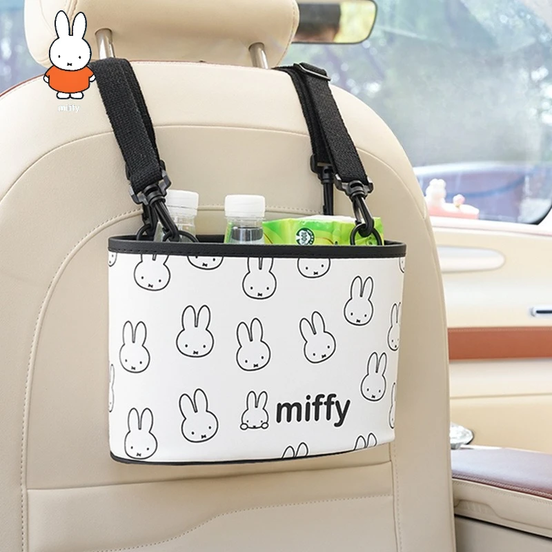 

Miffy Car Seat Back Trash Can Creative Leather Car Multi-functional Hanging Miscellaneous Storage Box Storage Box