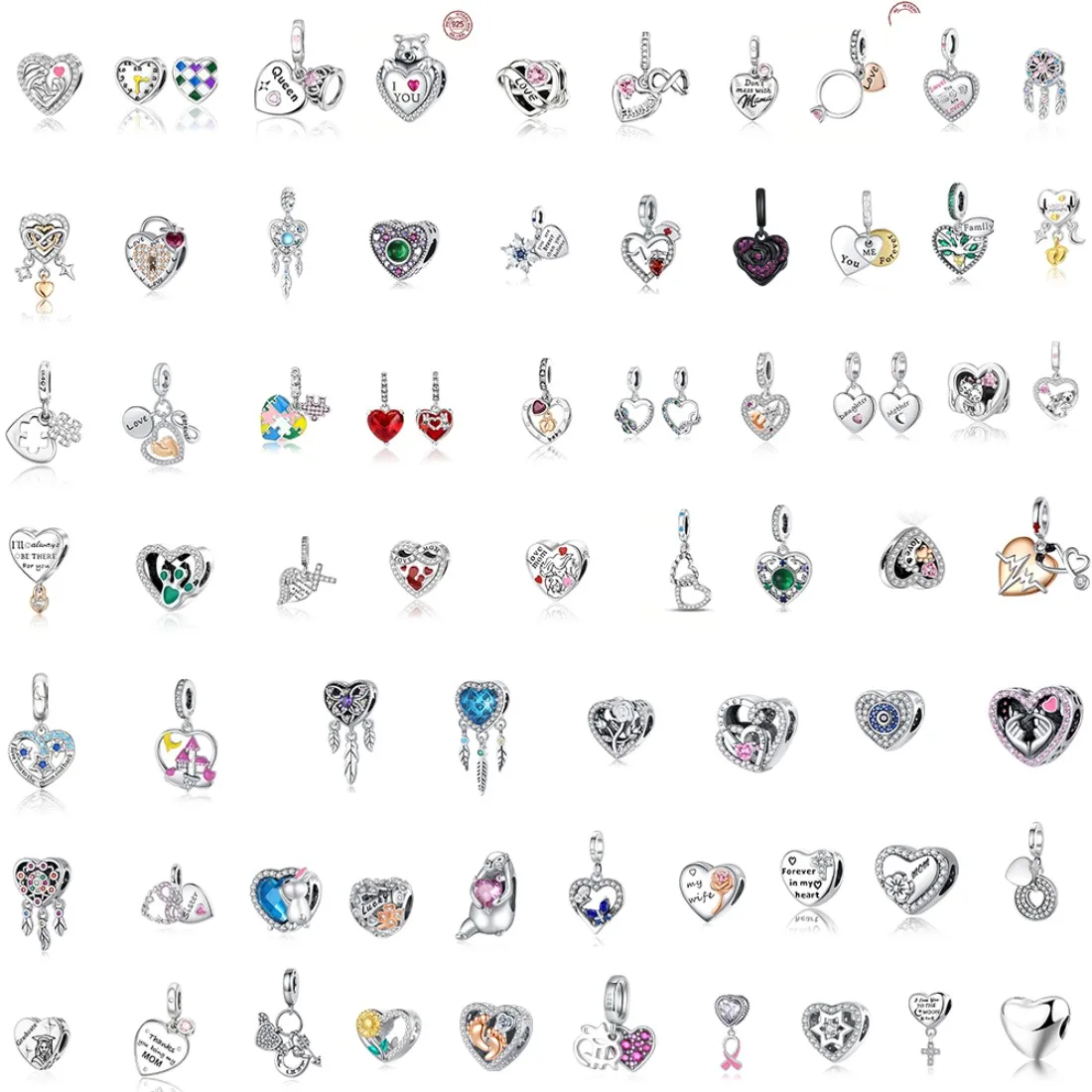 

925 Sterling Silver Heart Shaped Pendant Bead for Men And Women Compatible with Original Bracelet And Necklace DIY Jewelry Gift