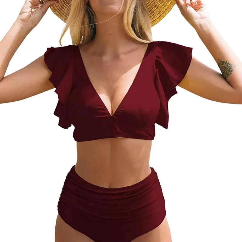

Bikini fashion sexy two-piece swimsuit high waist9Colorful ruffled swimsuit