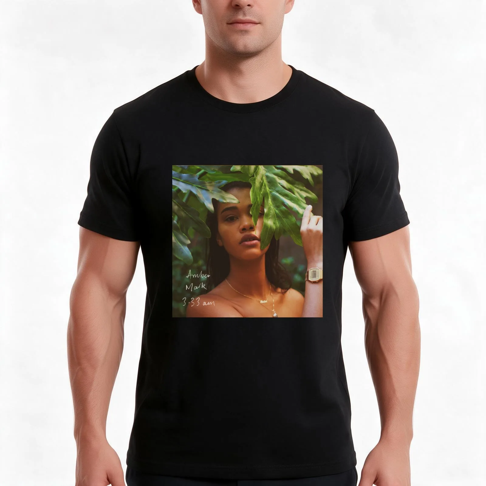 Amber Mark - 3:33am T-Shirt, Summer Casual Cotton Tee, Oversized Streetwear Tops, Vintage Graphic Print, Loose Fit Short Sleeve