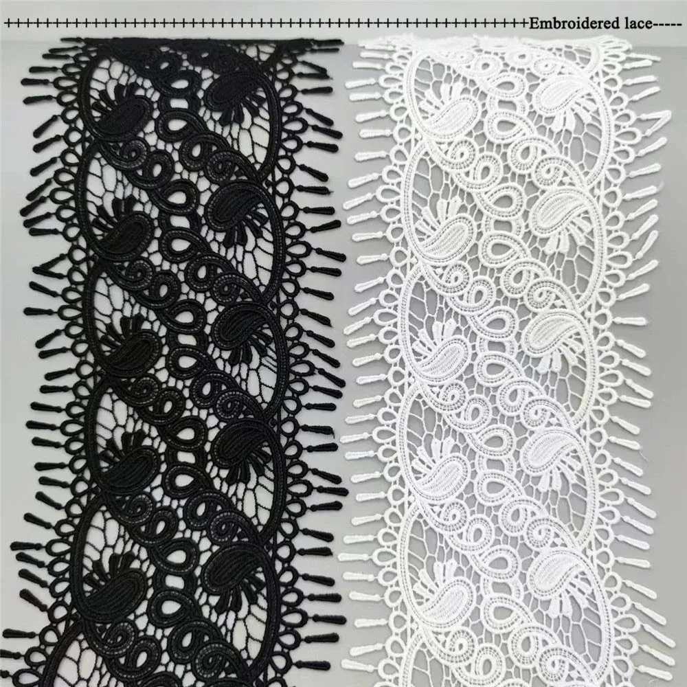 14mm White Black Hollow Out Milk Silk Embroidered Lace Ribbon DIY Apparel Sewing Fabric Curtain Hometextile Decoration Lace Tape