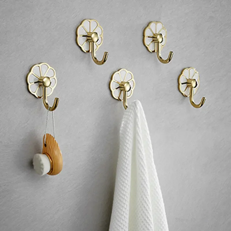 Bathroom Golden All-copper Towel Rack Roll Paper Rack Basket Hook Toilet Brush Wall-mounted Bathroom Hardware Pendant Single 1Pc