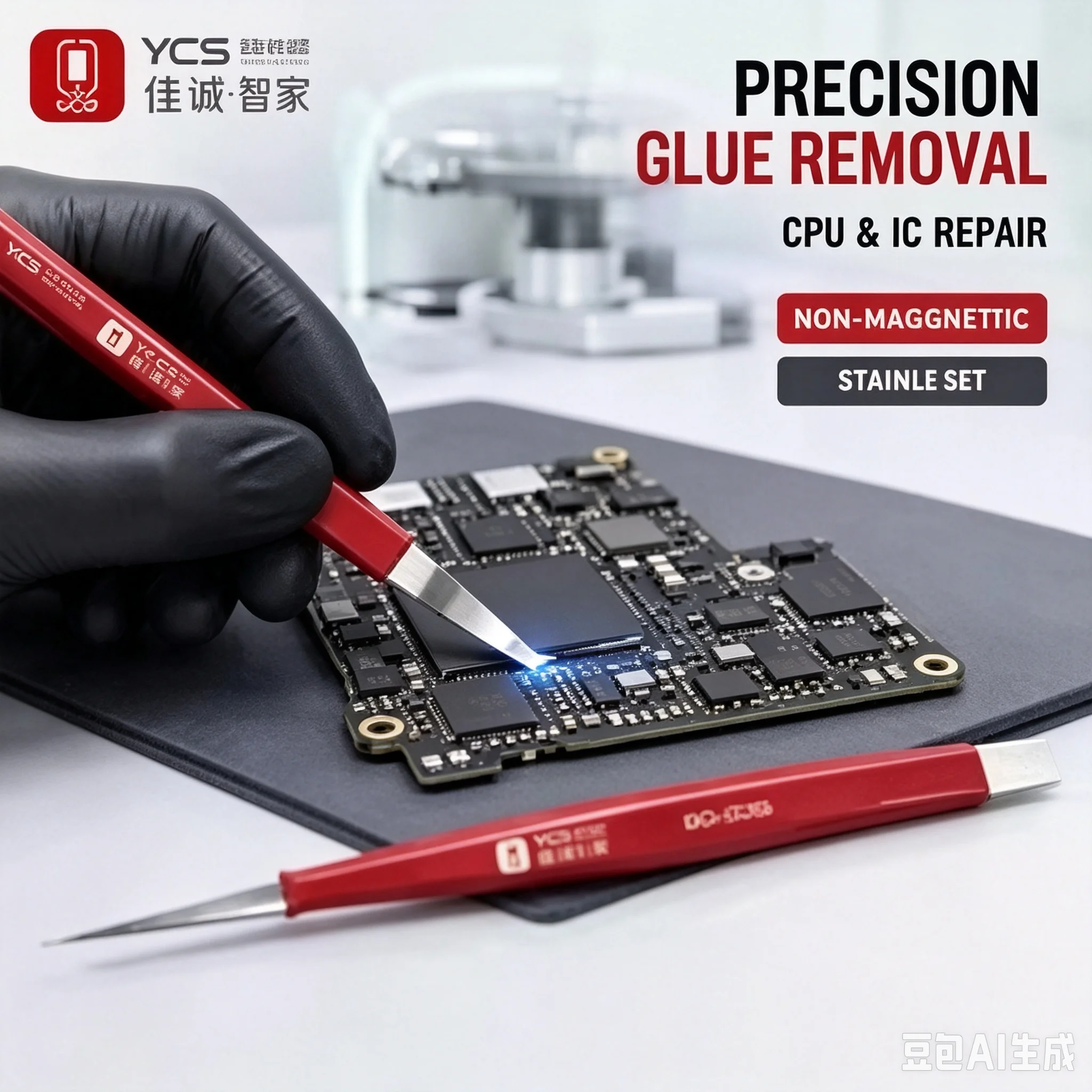 YCS CPU/IC Glue Removal Pry Tool – Suitable for adhesive removal on mobile phone motherboard covers during repair.