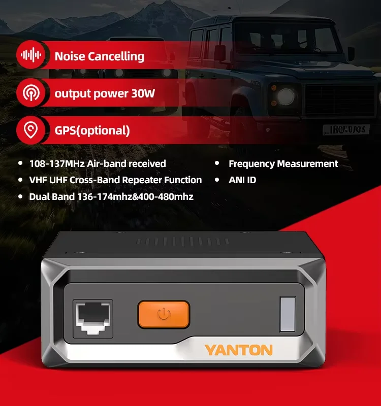 Yanton TM-7600UV 30W UHF VHF Dual PTT Analog Mobile Radio with Cross Band Repeater Encryption Aviation Band Reception Car Radio